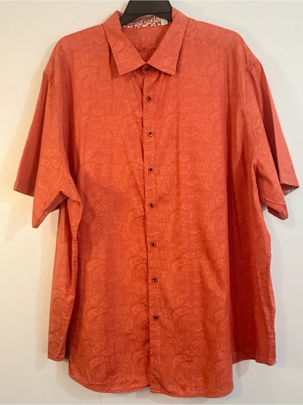 Robert Graham Paisley Jacquard Button Front Shirt Mens 4XL Orange Cotton